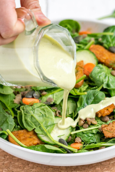 featured image square salad dressing pour
