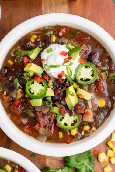 Instant Pot Black Bean Soup Overhead Close Up