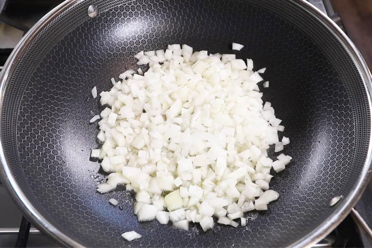 onions in a large wok