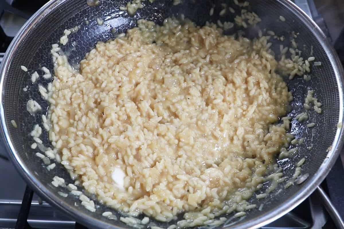 finished risotto in a large wok