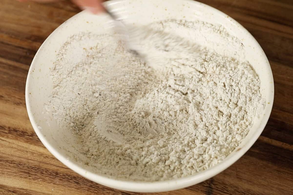 mixing flour and seasonings