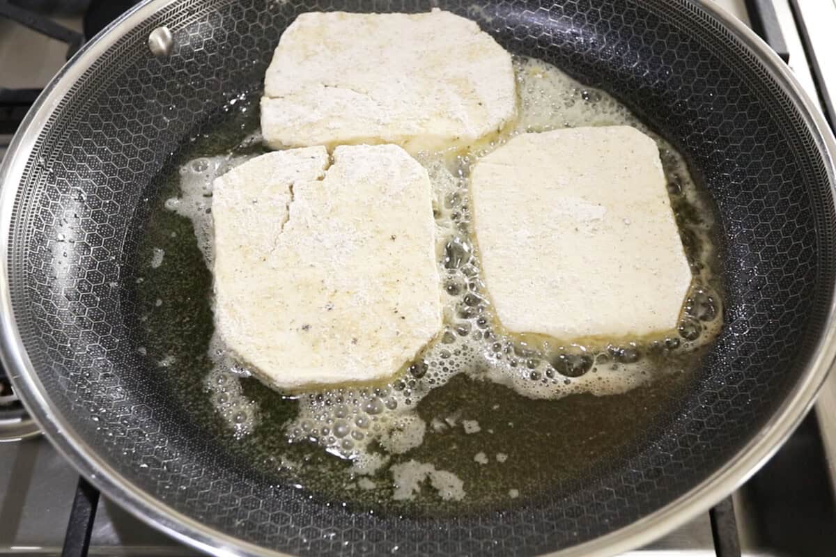 frying tofu in vegan butter