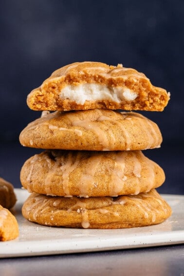 stacked pumpkin cheesecake cookies