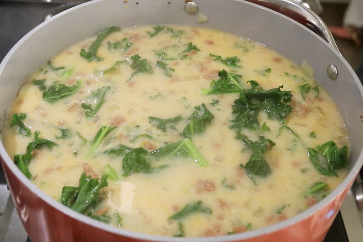 soup being cooked in a pot